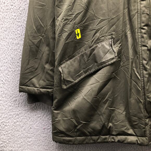 Theory Puffer Down Parka Military Coat Mens Medium Full Zip Coyote Fur Trim Hood - Picture 6 of 12